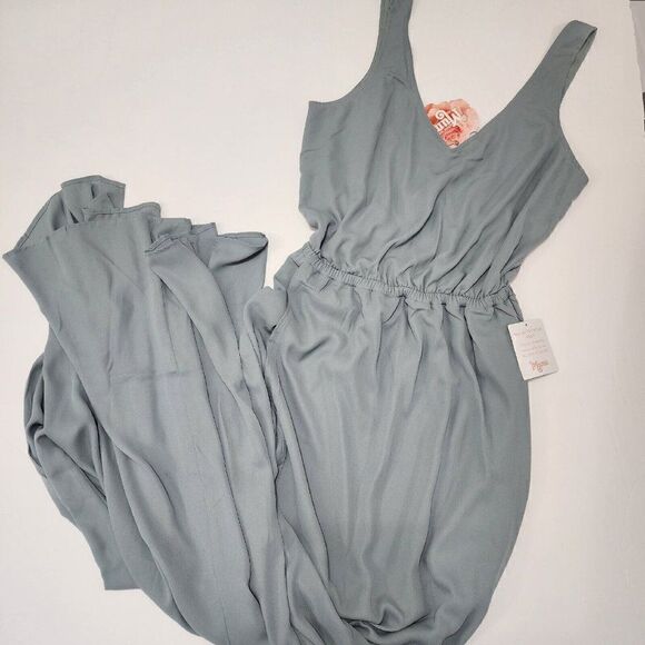 Nwt - Show Me Your MuMu - L - Kendall Maxi Dress Silver Sage Crisp Long Lining - Picture 6 of 9